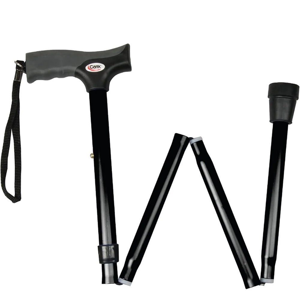 CAREX BLACK FOLDING CANE SOFT GRIP NIB